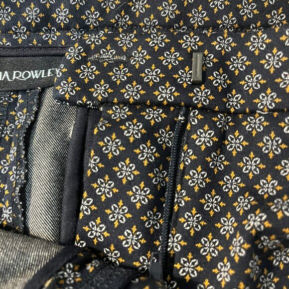 CYNTHIA ROWLEY ANKLE PANTS SIZE 2 BLACK/WHITE/MUSTARD GEOMETRIC STRETCH - Picture 8 of 9